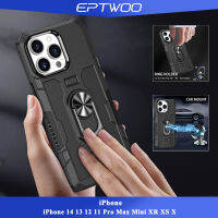 EPTWOO สำหรับ iPhone 15 14 13 12 11 Pro Max X XS Max XR เคสโทรศัพท์หรูหราผู้ถือแหวนแม่เหล็ก Kickstand ปลอกเลนส์ป้องกันเกราะกันกระแทกฝาหลัง TYZH-01