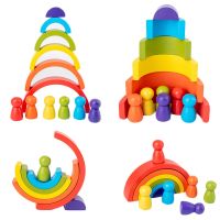 DIY Montessori toy childrens wooden rainbow toys creative wood stacked blocks baby toys educational toys for children boy gifts