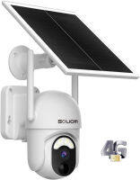 SOLIOM 3G/4G LTE Cellular Solar Security Cameras with SIM Card,Wireless Outdoor Battery Powered Camera Pan Tilt 355°View with 1080p Night Vision,No WiFi,Spotlight PIR Motion Sensor, S40 4G-01