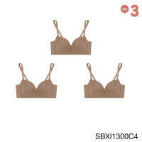 ( Set 3 ชิ้น ) Sabina เสื้อชั้นใน Invisible Wire (ไม่มีโครง) Seamless Fit รุ่น Modern V รหัส SBXI1300 สีเนื้อแทน