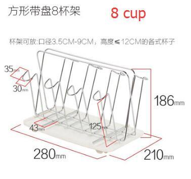 Stainless Steel Tea Cup Stand Holder Water Glass Mug Drainer with Tray Bottle Drying Rack Storage Shelf Kitchen Accessories