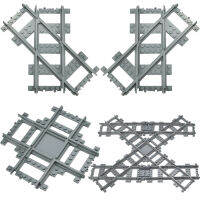 ใหม่ MOC ข้าม45องศาซ้ายขวาเมืองรถไฟแทร็ครางรถไฟอาคารอิฐบล็อกไฮเทคสร้างสรรค์ของเล่น Leduo