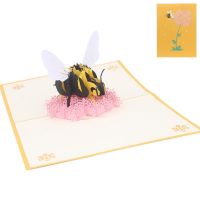 Bee Flower Greeting Cards Handmade Birthday Wedding Invitation 3D Pop Up Card