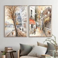 Paris Seine Street Landscape Painting On Canvas Poster Art Print For Living Room Nordic Decor