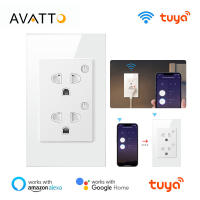 AVATTO ซ็อกเก็ตสมาร์ท smartlife/tuya WIFI  In-Wall Outlet  Smart Wall Socket ปลั๊กมาตรฐาน US พร้อม Power Monitor,ทำงานร่วมกับ Alexa Google Home