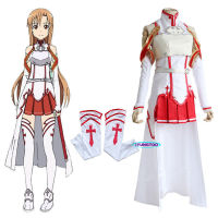 Anime Sword Art Online Asuna Yuuki Cosplay Costumes Uniform for Halloween SAO Asuna Battle Suit Outfits with Wig and Shoes