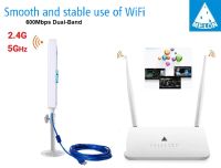 Router+USB Wifi 2.4G+5GHz ุ600Mbps ชุดขยาย สัญญาณ WiFi ระยะไกล รับ Wifi แล้ว แชร์ Wifi ต่อผ่าน Router รองรับ การใช้งาน ผ่าน สาย LAN และ Wifi ได้พร้อมกัน 32 อุปกรณ์