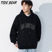 TIDE BEAR สำหรับทั้งหญิงและชายพิมพ์ลายโมโนแกรมระดับพรีเมียมเสื้อฮู้ดกีฬาเสื้อกันหนาวขนแกะหลวม