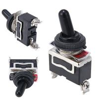 Durable Miniature SPST Toggle Switch 12V Small Heavy Duty On Off Toggle Flick Switch with Waterproof Cover for Switching Circuit Electrical Circuitry