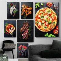 Wall Art HD พิมพ์อาหารครัวกระดานดำรูปภาพผ้าใบคลาสสิก Home Room Decor พิซซ่า Modular ภาพวาดร้านอาหาร Cuadros-เหมาะสำหรับนักชิม