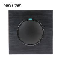 Minitiger Luxury 1 Gang 1 Way Random Click On / Off Wall Light Switch With LED Indicator Black Aluminum Metal Panel