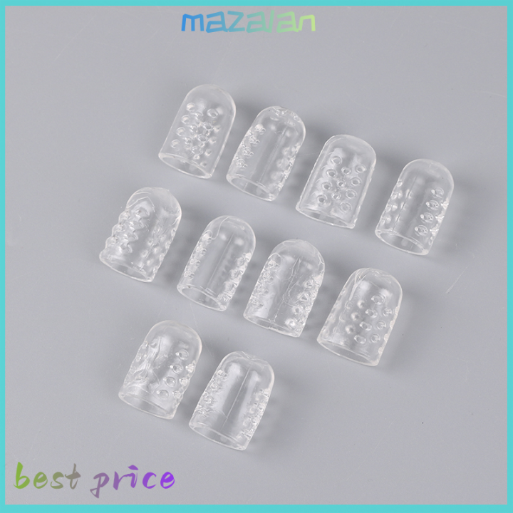 mazalan-10ชิ้นซิลิโคนนิ้วเท้าป้องกันการเสียดสีระบายอากาศที่หุ้มเท้าป้องกันแผลพุพองที่รองปุ่มหัวแม่เท้าดูแลเท้าเล็บเท้าด้วย