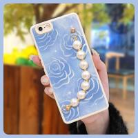 Liquid silicone shell soft shell Phone Case For iphone 6 Plus/6S Plus Raised lens cute imitation leather pearl bracelet