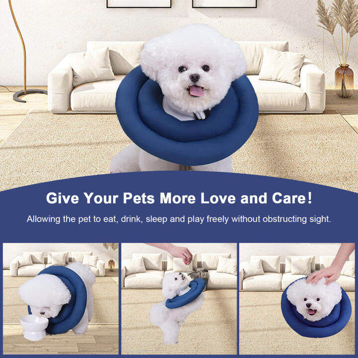 pet-recovery-collar-หลังการผ่าตัด-dog-cone-collar-with-adjustable-neck-drawstring-waterprrof-dog-protective-donut-collar-for-small-medium-large-pets