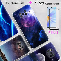 2 IN 1สำหรับ Xiaomi X3 Poco X3 NFC X3 Pro นิ่ม TPU ซิลิโคนทาสีเคสโทรศัพท์ด้วยฟิล์มกันรอยกันกระแทกโค้ง