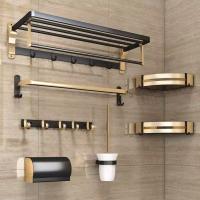 ▪♧ Black Gold Bathroom Rack Toilet Accessories Organizer Towel Rack Tissue Holder Shower Caddy Corner Shelf