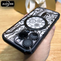 AUOVIEE เคสแม่เหล็กใสเคลือบแผงวงจรหรูหราสำหรับ iPhone 14 13 12 11 Pro Max Plus เลนส์ปกป้องปลอกซิลิโคน