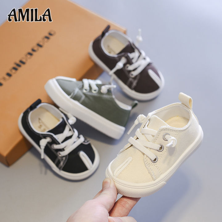 amila-รองเท้าผ้าใบเด็กใหม่2-5ขวบรองเท้าสเก็ตบอร์ดเด็ก-พื้นนุ่มกันลื่นรองเท้าย้อนยุคเด็ก