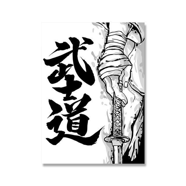 ญี่ปุ่น-samurai-ภาพวาดผ้าใบผนังญี่ปุ่น-kanji-samurai-โปสเตอร์และภาพพิมพ์ตกแต่งบ้านสำหรับห้องนั่งเล่นห้องนอน