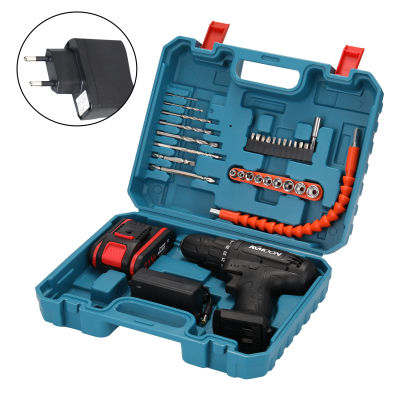 21VF Household Multifuctional Electric Drill Mini Screwdriver Rotation Ways Speeds Torques Adjustable