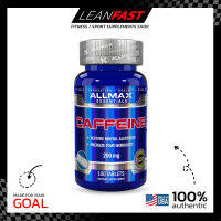 ALLMAX :Caffeine Pills คาเฟอีนเม็ด 200 mg, 100 Tablets, Sustained Energy &amp; Pre-Workout Mental Focus, Fast Absorbing &amp; Vegan