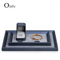 【hot】☇♟❈  Dark Leather Jewelry Display Tray with Microfiber Storage Pallet for Necklace Bangle