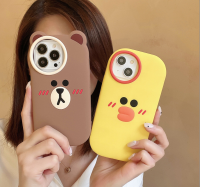 เคสโทรศัพท์หมีสีน้ำตาล เคส Apple 14promax สำหรับ iPhone 14 ซิลิโคน 13 ป้องกันการตก 12