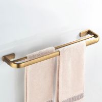 ⊕❉☍ Bronze Bathroom Towel Bar Antique Brass Wall Mounted Double Towels Hanger Shelf Rack