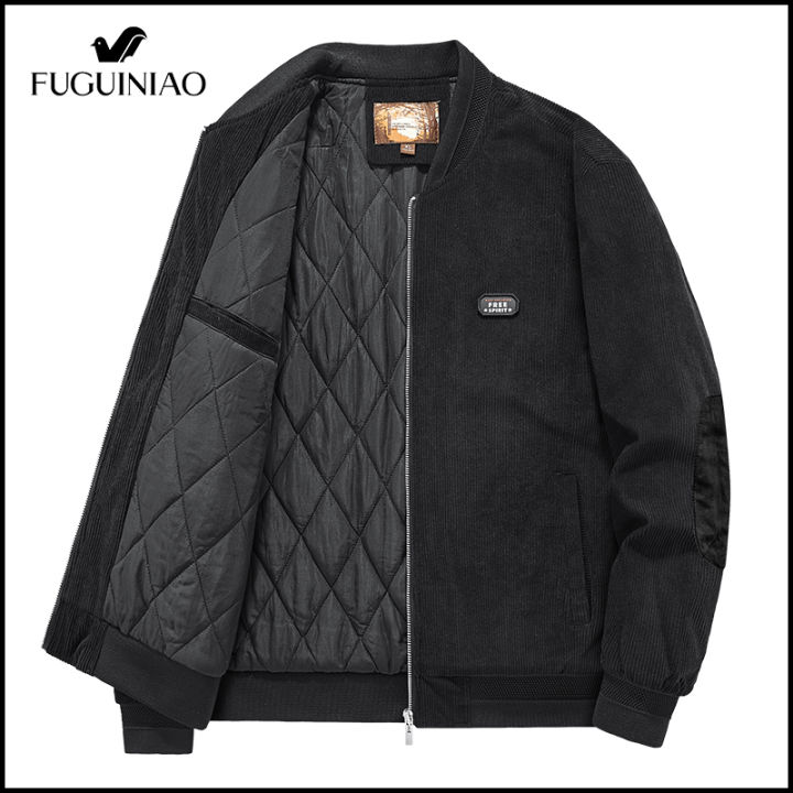 fuguiniao-corduroy-เสื้อแจ็คเก็ตสำหรับกิจกรรมกลางแจ้งของผู้ชายผู้ชายแฟชั่นแจ็คเก็ตน้ำหนักเบา