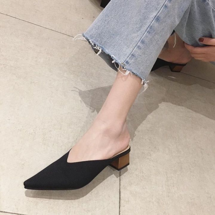 2023-spring-and-summer-new-baotou-semi-slippers-womens-flying-woven-mid-heel-pointed-toe-muller-shoes-thick-heel-outerwear-lazy-sandals-and-slippers