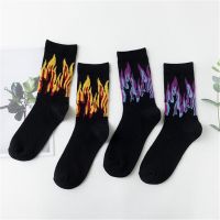 【jw】✸✕  Fashion Men Hip Hop Socks Hit Color Crew Torch Hot Street Skateboard Cotton