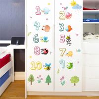 Cartoon Animals Arabic Numbers Wall Stickers Classroom Kids Room Decoration Mural Decals Educational Poster