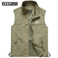 JEEP SPIRIT 1941 ESTD Elf เสื้อกั๊กผู้ชายเสื้อกั๊กกลางแจ้งฤดูใบไม้ผลิและฤดูใบไม้ร่วงบางส่วนวัยกลางคนและผู้สูงอายุการถ่ายภาพเสื้อกั๊กตกปลาฤดูร้อนเสื้อกั๊กTH