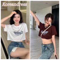 KoreanDress?เสื้อยืด?ตัวอักษรเสื้อยืดผู้หญิง แขนสั้นหลวมสบาย ๆ ด้านบน เสื้อยืด ผญสวย ๆ เสื้อแฟชั่นผญ เสื้อครอป เสื้อผ้า y2k เสื้อครอปหญิง