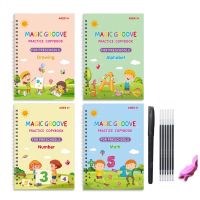 【cw】 4 Books Reusable Children Copybook Math Calligraphy Numbers Handwriting Writing Practice Book for Kids ！