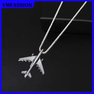 Real 925 Silver Gold Bling Out Iced Airplane Hip Hop Pendant Necklace Air  Plane