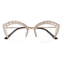 PENNY Vintage Gravel Rhinestone Women Cat Eye Eyeglasses Luxury Designer Fashion Girl Glasses Frames Feminino Oculos PlainX0062