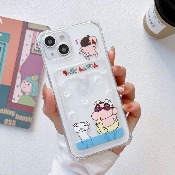 crayon-shin-chan-case-for-iphone13-14plus-ใช้สำหรับ-เคสไอโฟน11-เคสไอโฟน14promax-12-xr-caseiphone13promax-เคสไอโฟน7พลัส-ไอโฟน-14proกล่องใส่การ์ด-ซิลิโคนนุ่มเคสใสเคสใส่การ์ดที่เก็บรูปถ่าย-เคสโทรศัพท์