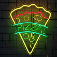 Pizza Neon Sign LED Night Light for Resraurant Hamburger Neon Night Light for Home Bar Beer Window Shop Room Decoration