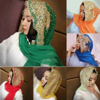 70*180cm Chiffon Long Woman Muslim Hijab Shawl Arab Turkish Dubai Islamic Headwear Under Scarves Ramadan Prayer Wear