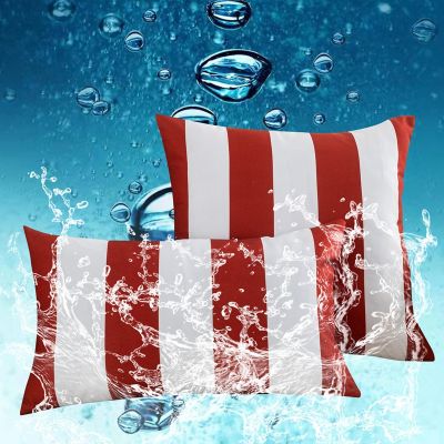 hot！【DT】▲∋  Outdoor Cover Striped Cushion 30x50cm 45x45cm Water-resistant Pillowcase