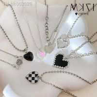 ◘♝☫ 17KM Fashion Heart Necklace Silver Color Opal Crystal Pendant Necklaces for Women Girls Moonstone Shiny Chain New Trend Jewelry