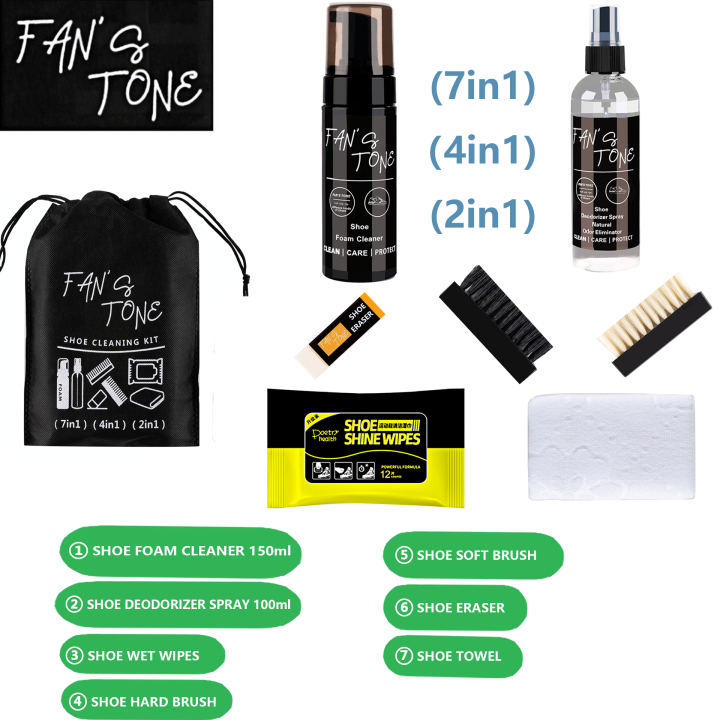 7in1 Professional Shoe Care Kit Cleaner Portable For Leather Shoes
