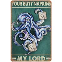 Octopus Vintage tin Sign Funny Octopus Bathroom Decor Octopus Bathroom Wall ArtRetro Style Farmhouse Home bar tin Sign