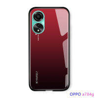 GGK สำหรับ OPPO A78 4G ฝาหลังกระจกเทมเปอร์กันกระแทกเคสซีรี่ส์แบบไล่เฉดสีที่ใส่รูปสายรุ้งแบบแสงรุ่งอรุณสุดหรู