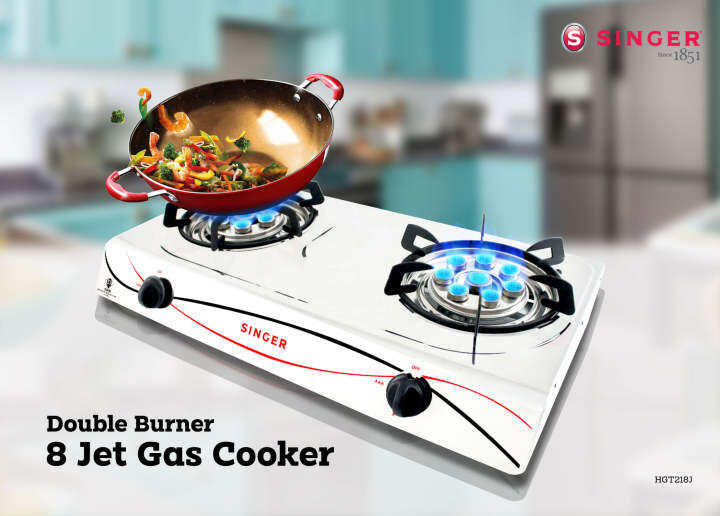 Gas Cooker Double Burner 8 Jet Singer Brand HGT218J Lazada