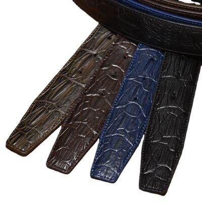 New High Quality 3.8cm Wide Crocodile Grain Retro Belt Without Buckle for Men Genuine Leather Waist Strap Fashion Waistband