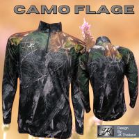 เสื้อตกปลา แฟชั่น กีฬากลางแจ้ง JK THAILAND ลาย CAMO FLAGE ป้องกันรังสี UV 80-90% สีไม่ตก แห้งเร็ว ใส่ได้ ชาย และ หญิง