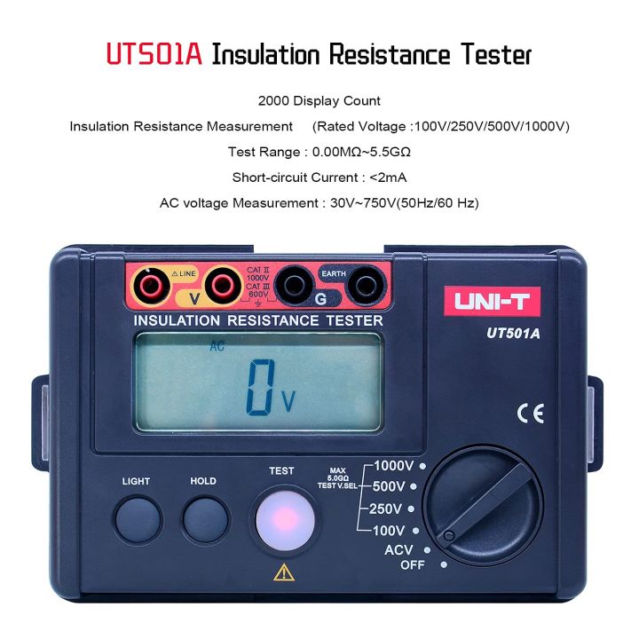 uni-t-ut501a-เมกะโอมห์มิเตอร์-1000v-เครื่องวัดความเป็นฉนวน-วัดความต้านทานฉนวน-วัดฉนวน-insulation-resistance-tester