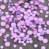 JUNAO 1440pcs Size Rhinestone Half Round Beads Flat Back Decoration Glass Stone Glue Accessory